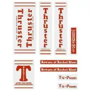 Thruster - TRI POWER RED T on CLEAR decal set - old school bmx