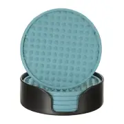 6pcs Silicone Drink Coasters with Holder for Desk Furniture Protection Grey Blue