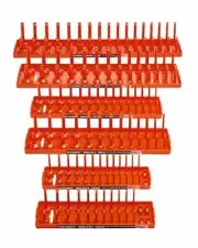 Hansen 3 Row Socket Tray Metric SAE Tool Rack Holders 1/4" 3/8" 1/2" Orange P1
