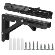 2 Pcs Folding Shelf Brackets 10 Inch Heavy Duty Floating Triangle Shelf Brack...