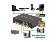 Audio Extractor, HDMI to HDMI Audio Fiber Optic and RCA (L/R) Stereo Analog Output Video Audio Split