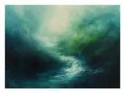 Abstract River Green Canvas Print Wall Art