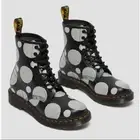 Dr. Martens 1460 Polka Dot Boot in Black & White Leather Size 5 NEW