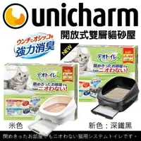 在飛比找松果購物優惠-日本嬌聯 Unicharm消臭大師 半罩雙層貓砂盆 豪華全套