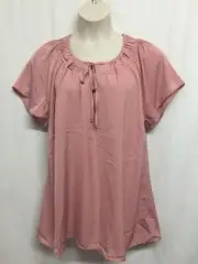 Autograph Top Plus Size 20 Tunic Blouse On/Off Shoulder Short Sleeve Pink Satin