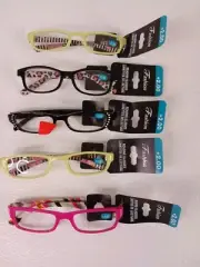5 Pair Women +2.00 Fashion Reading Glasses Pink Yellow Black