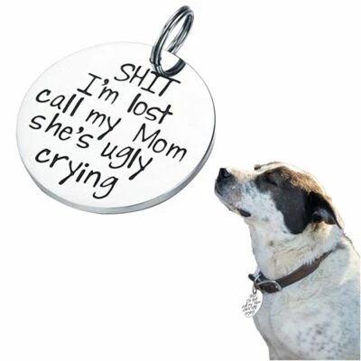Pet Dog Cat Tags Titanium Steel Collar Engraving "I'm Lost Call My Mom" US Stock