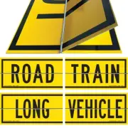 ROAD TRAIN / LONG VEHICLE HINGED 2 PIECE 600 X 250MM CLASS 2 REFLECTIVE SIGN - A