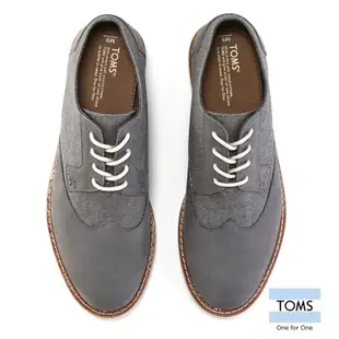 全新！TOMS 皮革水洗帆布牛津鞋-男款(灰)後有實品照