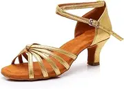 [HOBTEC] Sandals for Women Lace Up Latin Dance High Heels Shoes with Heel Ballroom Salsa Tango Party Sequins Dance Shoes Women Ankle Boots