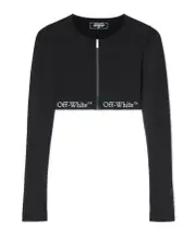 Off-White Logo Band Zip Crop Top S,M black