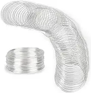 100 Loop Memory Wire for Beads Jewelry Making - Silver Steel Wire for Bracelet and DIY Crafts