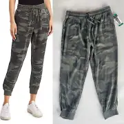 SPLENDID Women’s Green Camo Print Soft Rayon Twill Joggers Pants Sz XL NWT