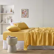 Vintage Design Homewares Single Gold French Linen Sheet Set