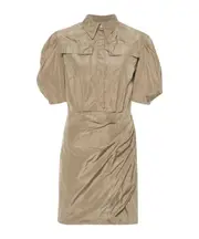 MSGM Puff-Sleeved Wrap Design Mini Dress IT38 Nude