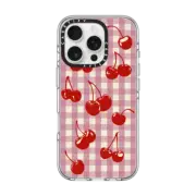 iPhone 16 Pro Clear Case MagSafe Compatible Cherry Gingham
