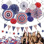 4th of July Banner - National Day Triangle American Flag Banner Kit,American Celebration Pack for July 4th, Patriotic Decorations, Supplies Indoor/Outdoor Banner Wynott