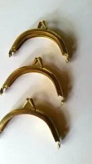 Three vintage metal elegant gold purse frame round shape 6.5cm kiss clasp retro
