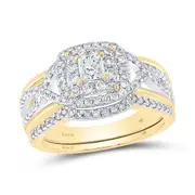 14k Yellow Gold Princess Diamond Bridal Wedding Ring Set 7/8 Cttw (Certified)