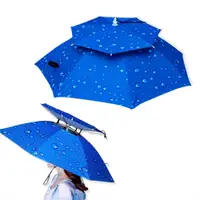 在飛比找松果購物優惠-【居家寶盒】77CM雙層頭戴式雨傘 黑膠二折 晴雨兩用 戶外