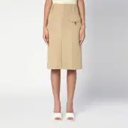 [Bottega Veneta] Beige cotton canvas midi skirt 36 IT Beige