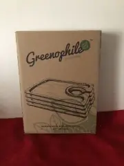 NEW GREENOPHILE SET 4 WINE & DINE BAMBOO APPETIZER PLATTERS W WINE GLASS HOLDER