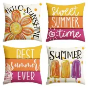 Hello Sunshine Floral Sweet Summer Time Throw Pillow 18" x 18" (Pack of 4)