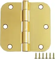 Door Hinges for Interior Doors 10-Pack 3-1/2-inch x 3-1/2-inch, Design House 5/8-inch Radius Steel Door Hinge Door Hardware, Satin Brass, 181404