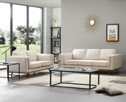York 3+2 Seater Sofa Fabric Lounge Set with Wooden Frame in Beige Colour