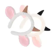 2 Pcs Lamb Horn Ear Headband Child Farm Animal Headbands Simulation Headwear