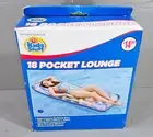 Vintage Kids Stuff 18 Pocket Lounge Pool Float Raft Blue 75"x28" *NEW*