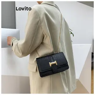 Lovito 女士休閒鱷魚鏈小號肩包 LFA08113 (咖啡色/白色/黑色)