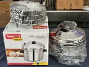 Idly Cooker+ 4 Plates Minolta Stainless Steel-Brand New In Box-Idli Cooker Maker