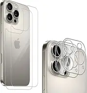 [2+2] Back Screen Protector + Camera Lens Protector for iPhone 16 Pro Max,Electro-weideworld iPhone 16 Pro Max Tempered Glass Scratch Resistant HD Clear