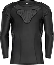 Kids Sports Protective Padded Compression Tops Long Sleeve Shirt Rib Chest Elbow Protector Sports Gear for Rugby Basketball Football Skateboarding