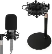AT2020 Mic Stand, Adjustable Height Desk Mic Stand with Shock Mount, Foam New