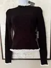 Forever 21 Black Ribbed Stretchy Sweeter White Ruffle Cuffs & Collar Large NEW!