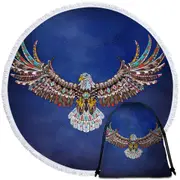 Multi Colored Royal Bald Eagle Round Beach Towel