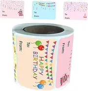 Angoily 1 Roll Happy Birthday Tags Stickers of Labels for Classroom Celebrations Birthday Package Stickers Office Supplies Enhancements Creative Expression
