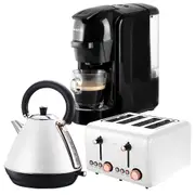 Pronti 3-in-1 Breakfast Set Kettle, 4-Slice Toaster and Pronti HomeMaid Coffee Machine Combo (White)