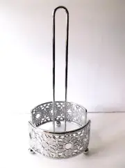 Paper Towel Holder Flower Pattern on Base Stainless Steel Free Standing