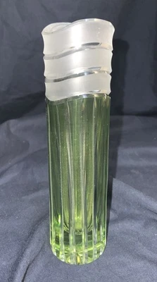 Karla’s Crystal Bohemia Green Clear Vase 6.5”