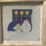 kathy schenkel needlepoint Canvas Handpainted Snowmen Christmas Mini Sock CM310