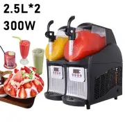 Double Tank Slush Machine Ice Cream Maker 2.5L*2 300W Snow Melting Machine