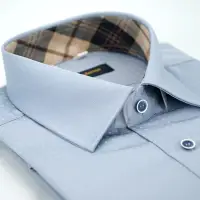 在飛比找Yahoo奇摩購物中心優惠-金安德森 經典格紋繞領灰色細紋吸排窄版長袖襯衫fast