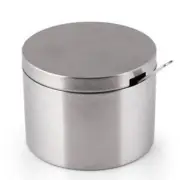 Stainless Steel Sugar Bowl Spoon Seasoning Jar Condiment Pot Container Lid