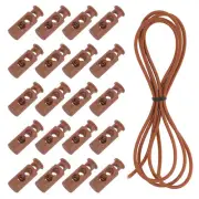 40 Pcs Double Hole Cord Locks with Elastic Cord, Camel