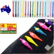 14 Shoelaces No Tie Elastic Silicone Loop N Lock Sneaker Runner Shoe Laces White