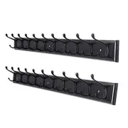 Coat Rack Wall Mounted: 10-Hooks, 16" Hole to Hole, 38 2 Pack Black & Black