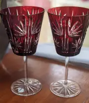 AJKA Hungarian Color Crystal Wine Glasses Crimson Red set of 2